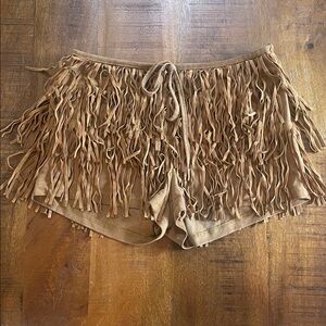 LAYDAY BECKLEY Bohemian Fringe Brown/Tan Shorts
